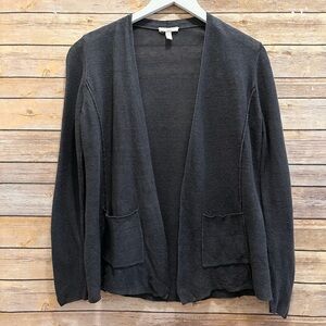 Eileen Fisher Sweater Women’s Size Petite Small Gray Lightweight Open Cardigan